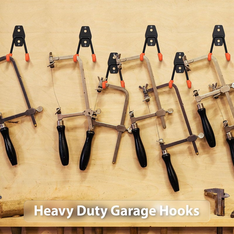 Cpais Garage Hooks with Anti-Slip Coating,Heavy Duty Wall Mount Storage Hooks for Hanging Bike,Hose,Ladder,Yard,Garden Tools (4 Pack Orange 4.5x2.75 inch) - Image 4